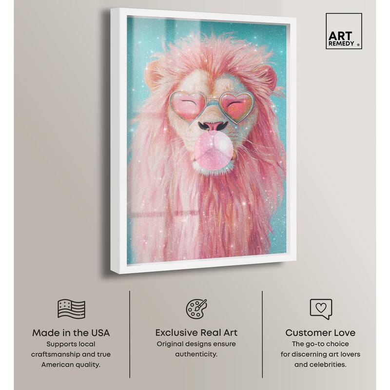 Pastel Lion Bubblegum Shadowbox by Art Remedy