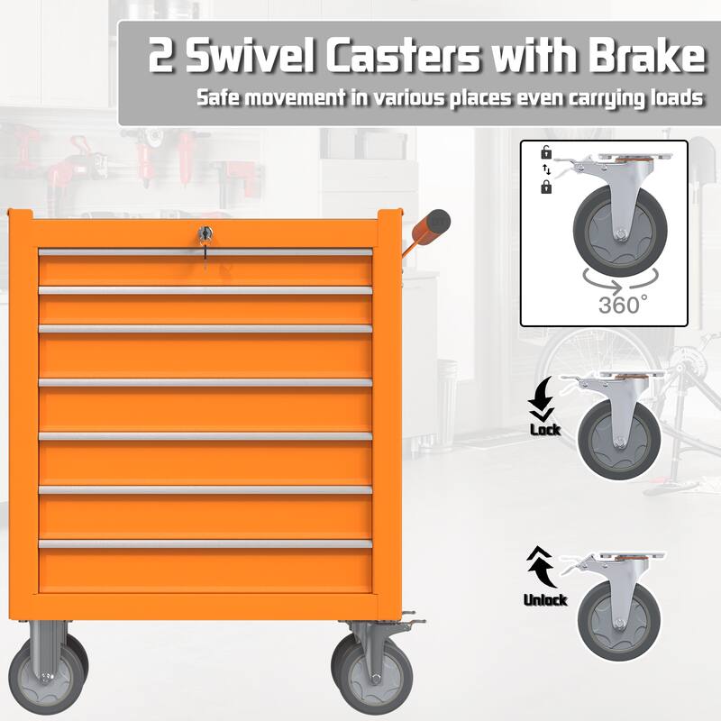 7-Drawer Rolling Tool Chest Toolbox with Keyed Locking