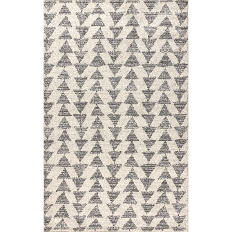 JONATHAN Y Khalil Moroccan Triangle Geometric Area Rug - 8 X 10 - Cream/Gray