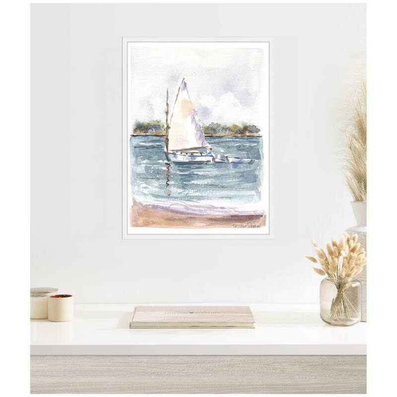 Kate and Laurel Sylvie 2 Maryanne Welch Chatham Fog Sailboat Framed Canvas by Patricia Shaw