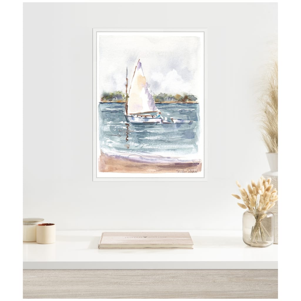 Kate and Laurel Sylvie 2 Maryanne Welch Chatham Fog Sailboat Framed Canvas by Patricia Shaw