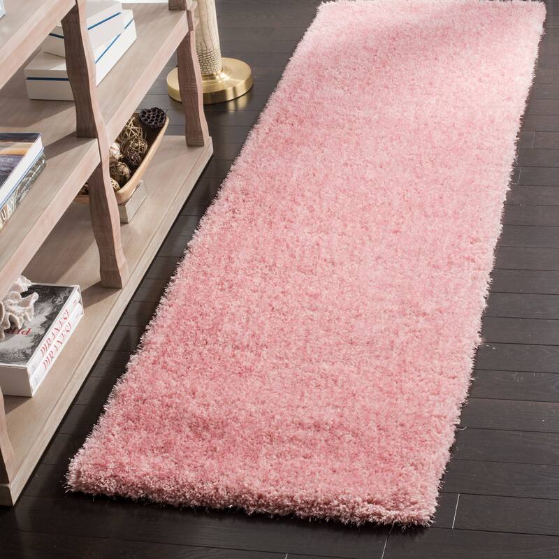 SAFAVIEH Handmade Toronto Shag Mikaela Polyester Rug - 2'3" x 8' Runner - Pink