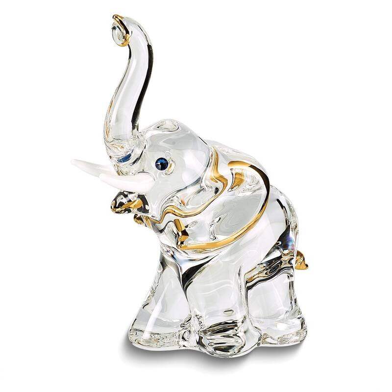 Curata Elephant Handcrafted Glass Figurine