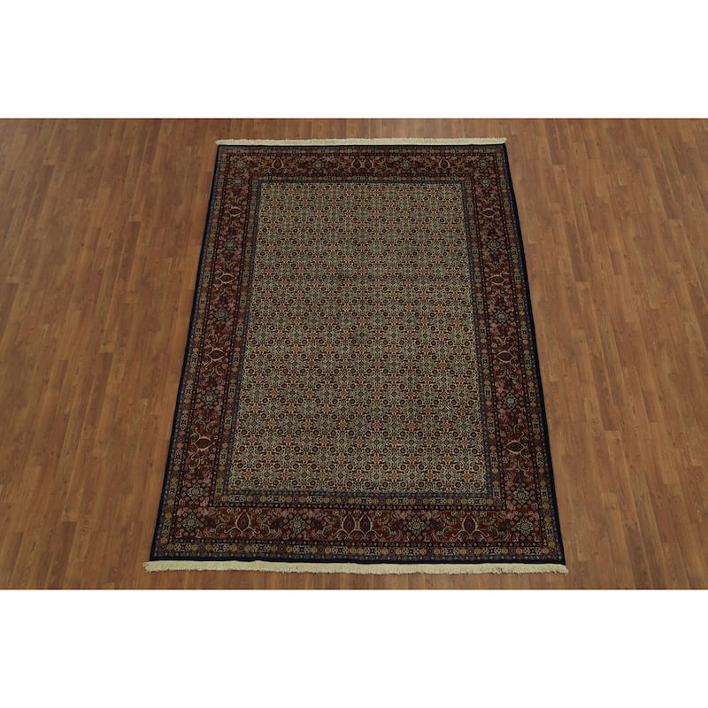 Hand Knotted Oriental 100% Wool Carpet Traditional All-Over Beige & Ivories Mood Area Rug - 9' 6'' X 6' 8''