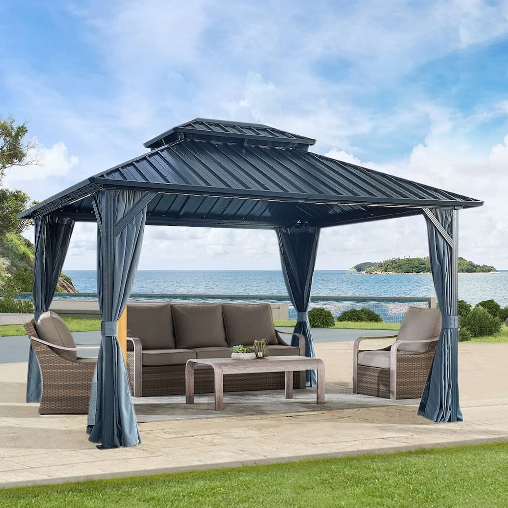 Hardtop Gazebo with Galvanized Steel Double Roof