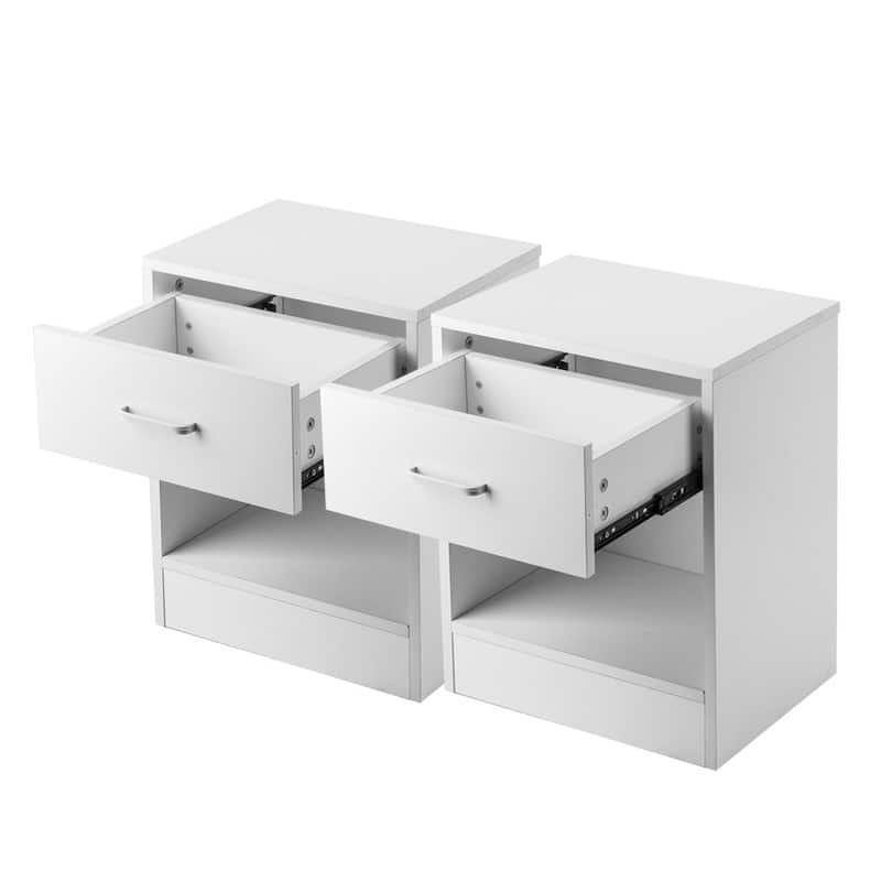 1-drawer Contemporary Bedside Storage Nightstands (Set of 2) - White