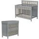 preview thumbnail 1 of 7, 3 Pieces Nursery Sets Baby Crib and Changer Dreeser with Removable Changing Tray Bedroom Sets Toddler - Gray