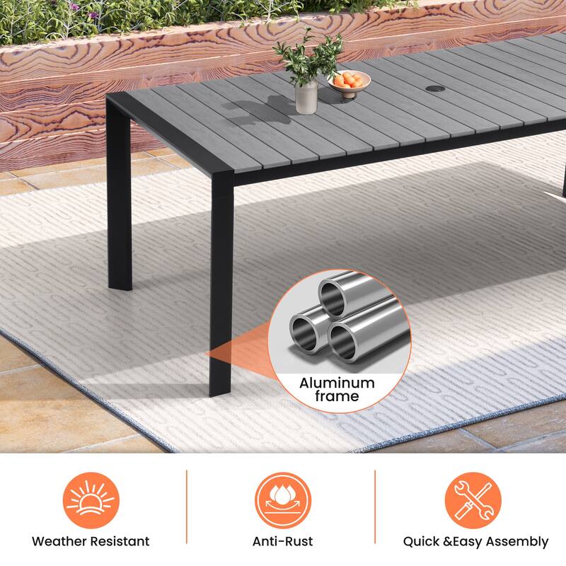 Pellebant Premium Outdoor Patio Aluminum Dining Table with Umbrella Hole