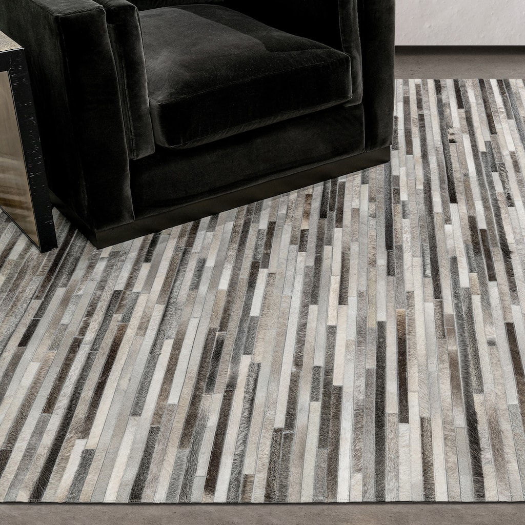 Ben Soleimani South American Cowhide Stripe Hand Woven Rug