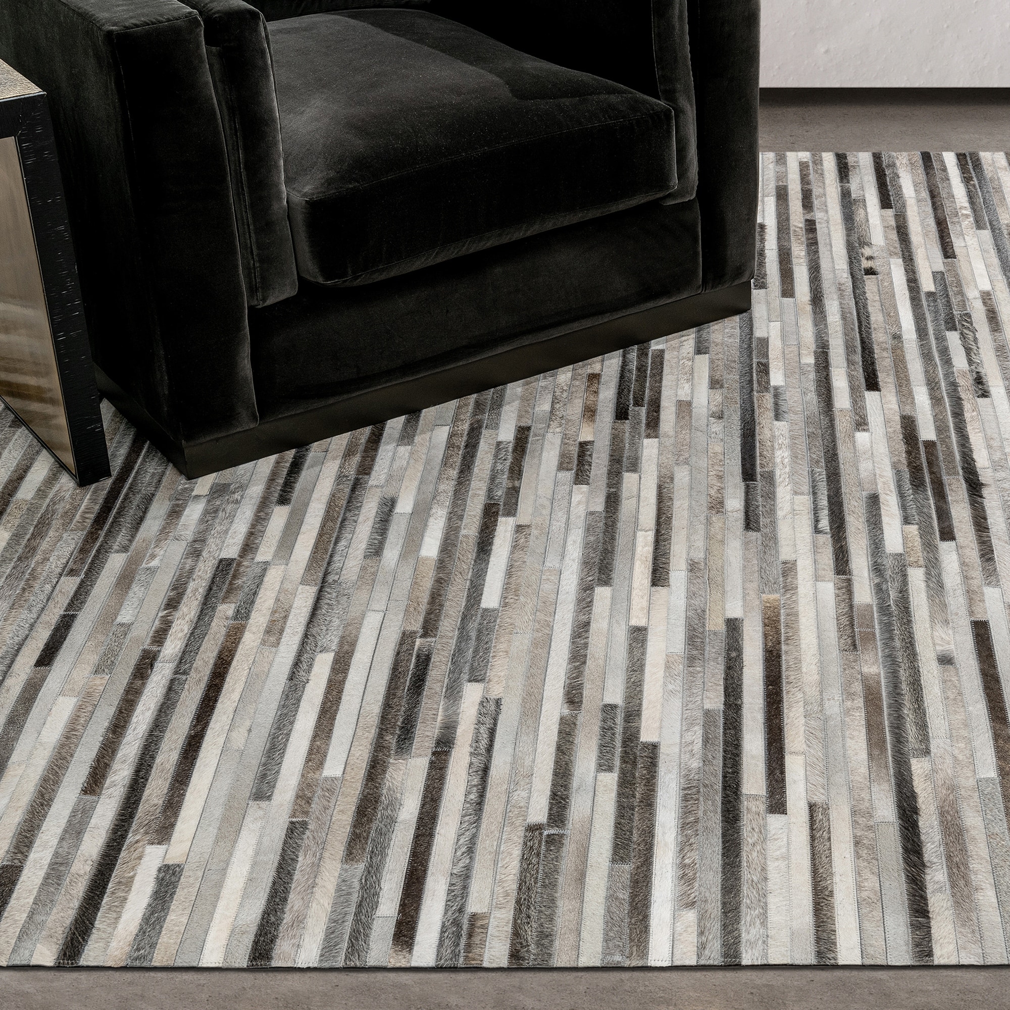 Ben Soleimani South American Cowhide Stripe Hand Woven Rug