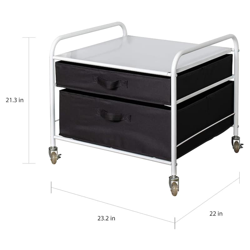 Fridge Stand Supreme - White with Black Drawers - 23.2"W x 22"D x 21.3"H