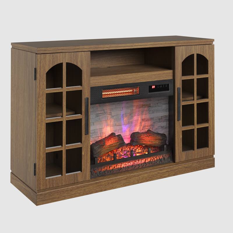 duraflame® Electric Fireplace TV Stand for 55 Inch TVs, Natural Walnut