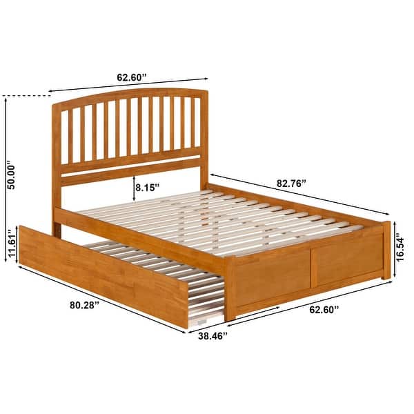 dimension image slide 7 of 11, Richmond Solid Wood Platform Bed with Footboard & Twin XL Trundle