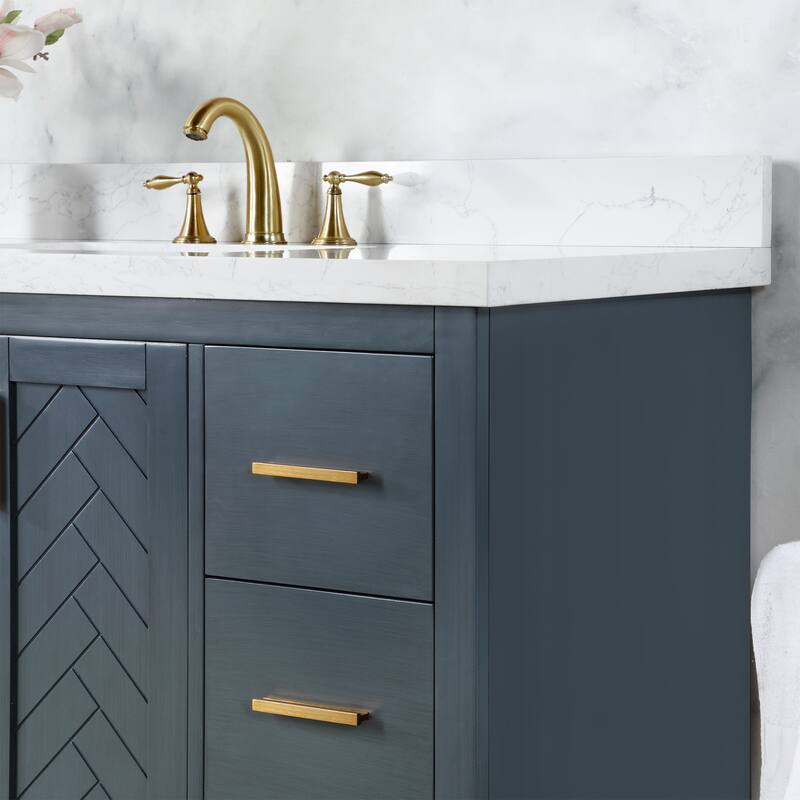 Altair Gazsi Bathroom Vanity with Composite Stone Countertop without Mirror