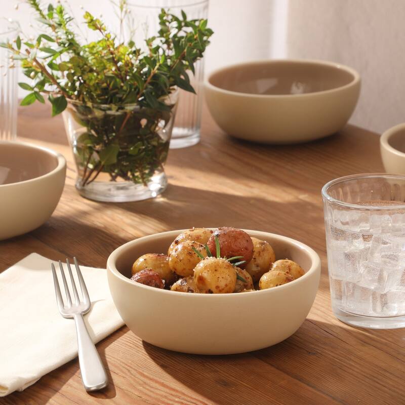 Gibson Elite - Made in Portugal - Port Gaia 4 Piece Cereal Bowl Set, 6.2" Stoneware Reactive Glaze, Dessert & Snack Bowls