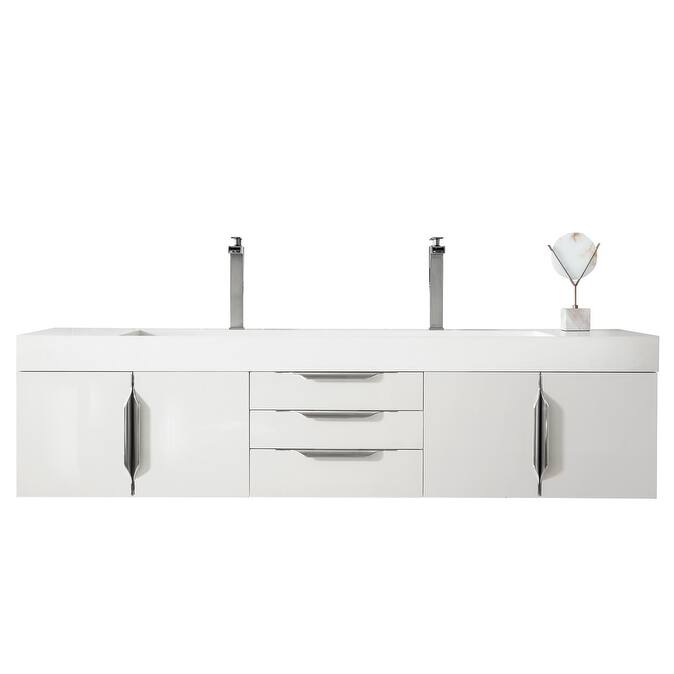 James Martin Vanities 983-V72 Columbia 72" Double Wall Mounted Vanity - Glossy White - Painted