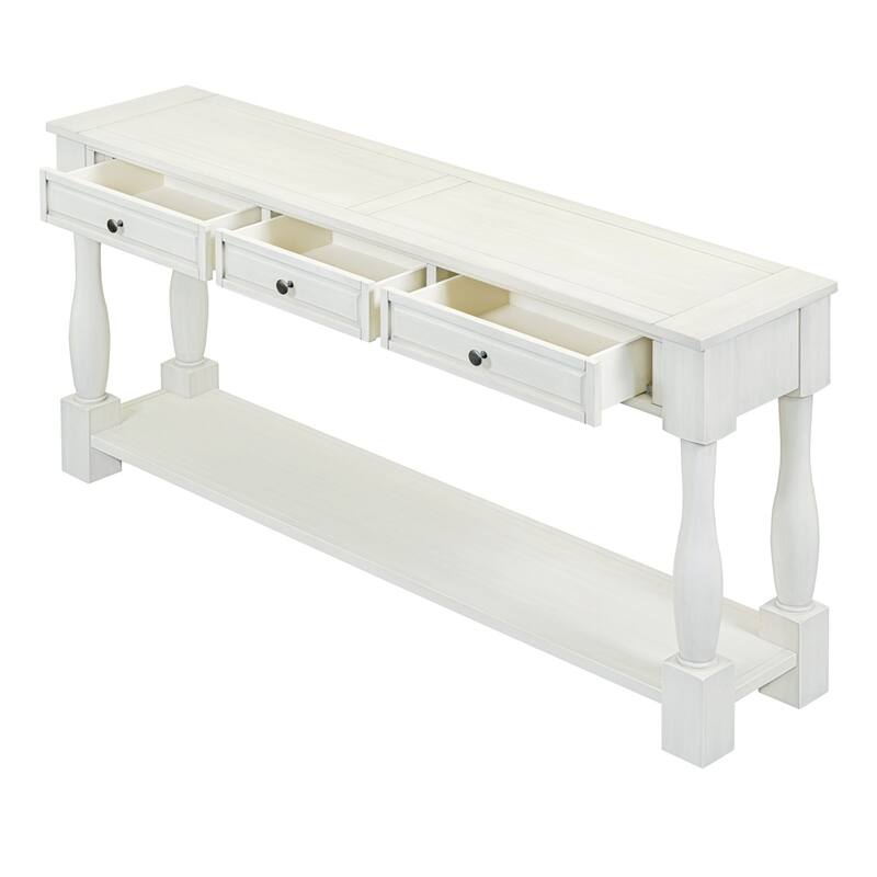 63" Long Console Table with Drawers and Shelf for Entryway
