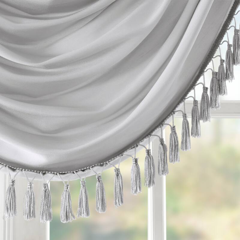 Madison Park Juline Faux Silk Waterfall Embellished Valance - 38 x 46"