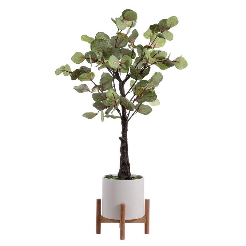 SAFAVIEH Vanessa Faux Decorative Eucalyptus Potted Artificial Tree - 13.4" W x 13.4" L x 34.3" H - 13Wx13Dx34H
