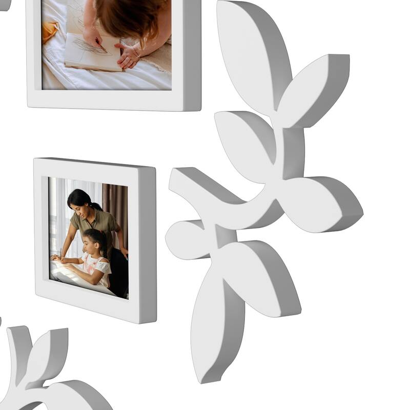 HELLO LAURA Picture Frame Gallery Collection Display Tree Shape Family Theme 13 PCS White Tree