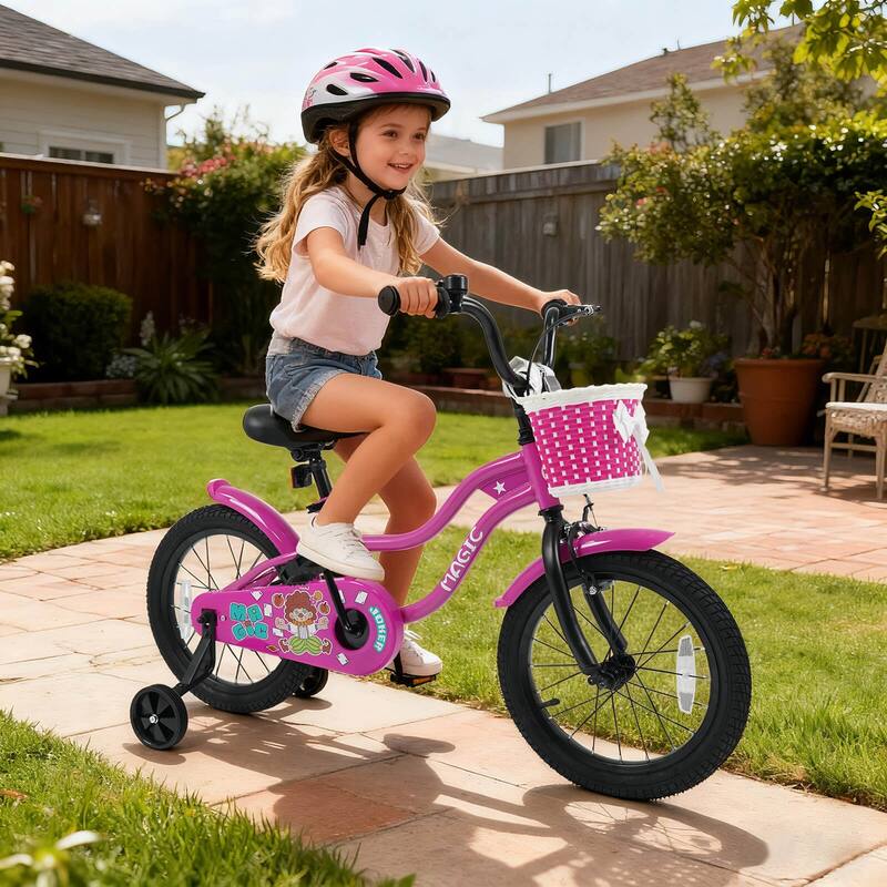 Costway 12”/14”/16”/18” Kids Bike with Training Wheels, Basket, Hand & - See Details