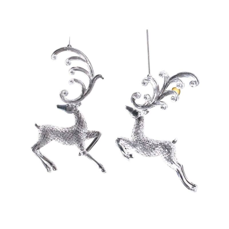 Diamond Cut Deer Christmas Ornaments - 7.5" - Clear - 8ct