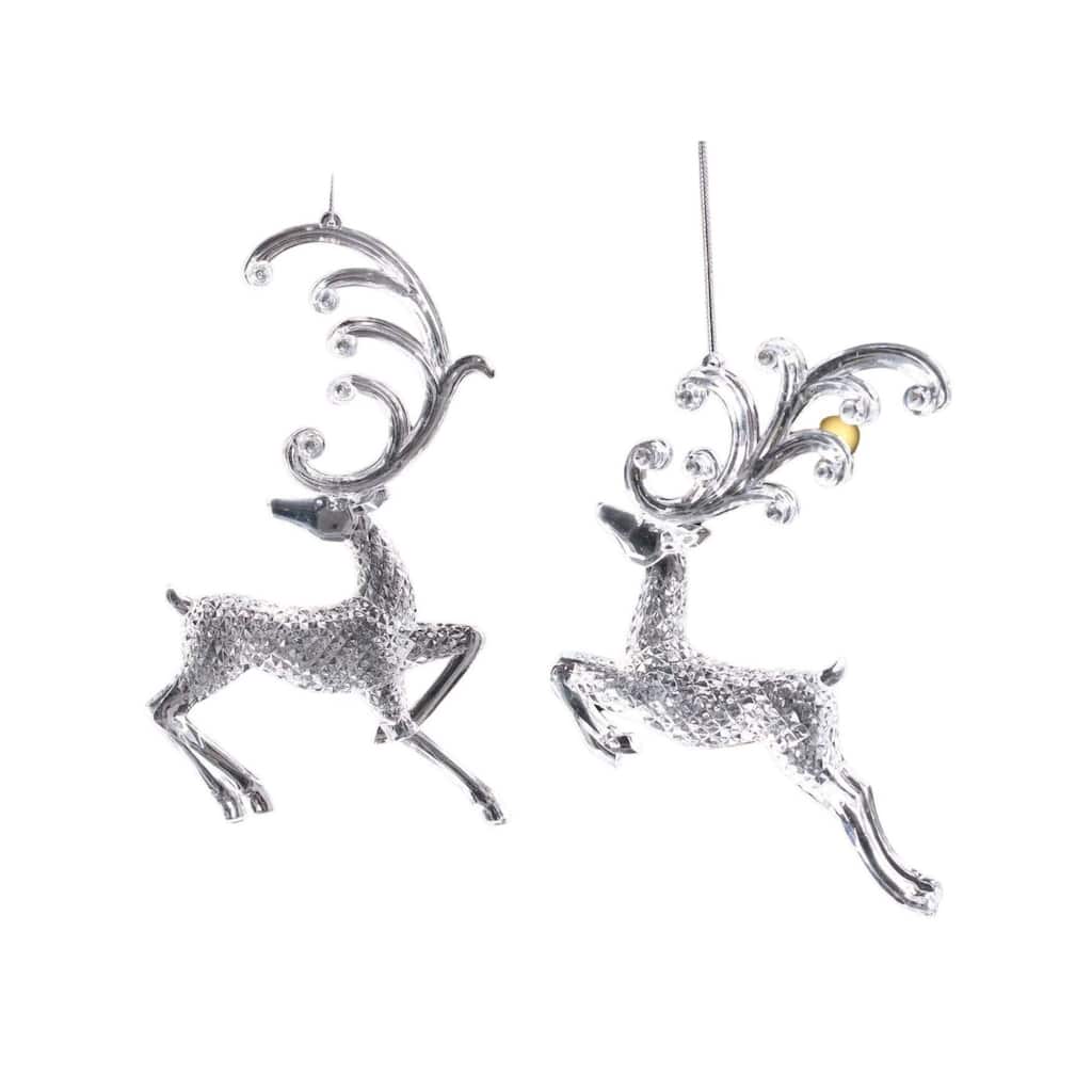 Diamond Cut Deer Christmas Ornaments - 7.5" - Clear - 8ct