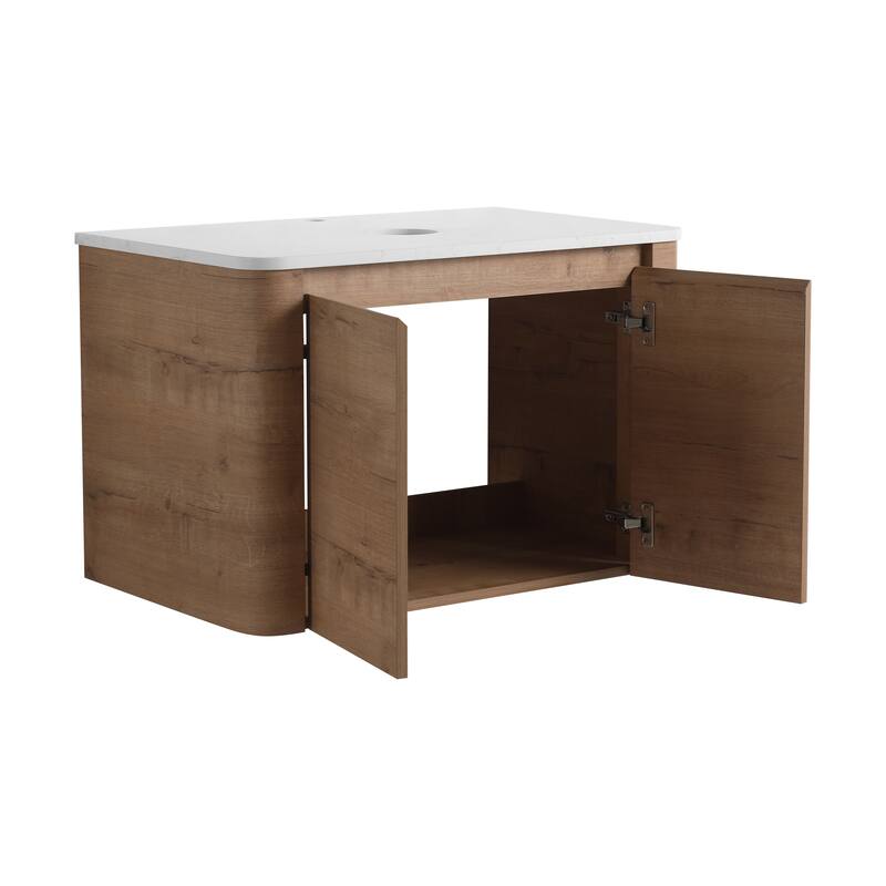 30'' Wall-Mounted Bathroom Vanity & 2-Soft-Close Door, KD-Packing, Plywood (Vanity Only, Excluding Sink)