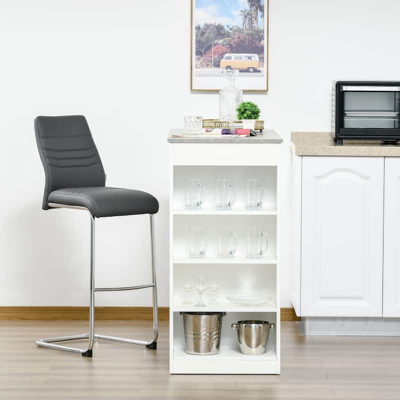 Bar Table, High Top Pub Table with 4 Storage Shelves