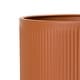 preview thumbnail 2 of 6, Fluted Metal Planter Pot With Arch Wood Base - Terracotta Color