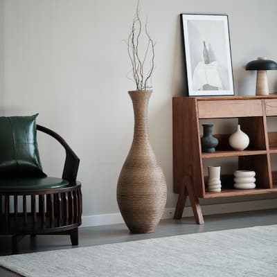 39" Tall Artificial Versatile Home Accent Rattan Floor Vase