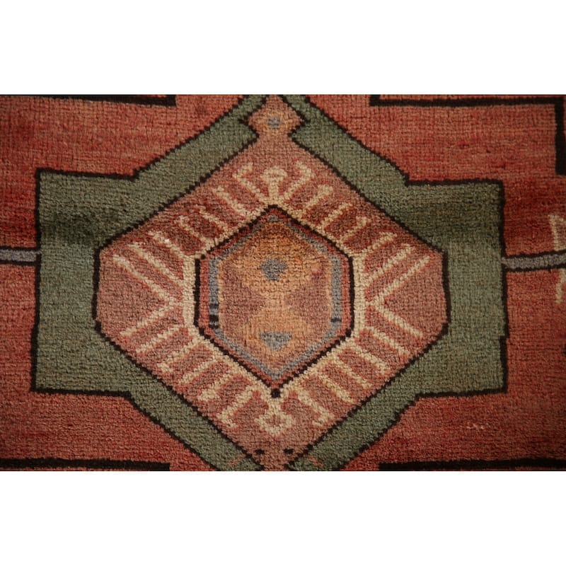 Blue Ardebil Persian Vintage Runner Rug Hand-Knotted Wool Carpet - 4'1"x 9'11"