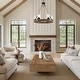 preview thumbnail 5 of 24, Farmhouse 6-Light Wagon Wheel Wood Chandelier with Seeded Glass Shade for Dining Living Room
