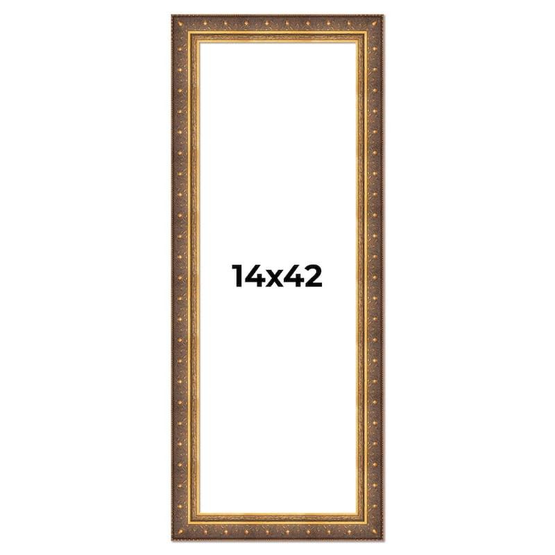 14x42 Frame Gold Real Wood Picture Frame inches Interior Frame Depth 1 inches Museo Bronze Ornate Photo Frame with UV Acrylic