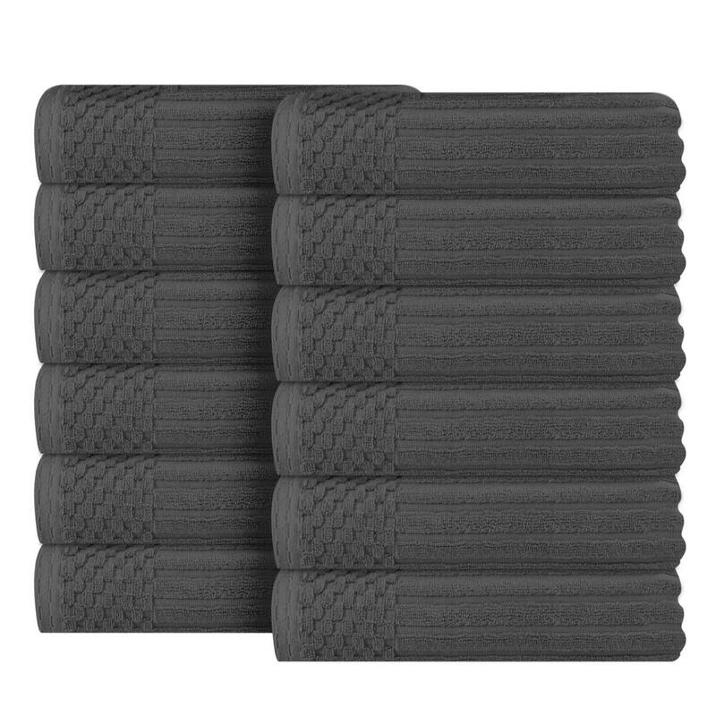 Superior Soho Ribbed Cotton Face Towel/Washcloth Set of 12