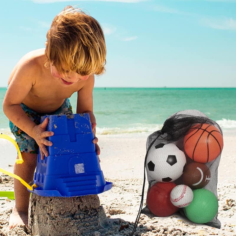 GSE™ Set of 6 Mini Sports Balls Set - Soccer Ball, Basketball, Volleyball, Playground Ball, Football & Baseball for Toddlers