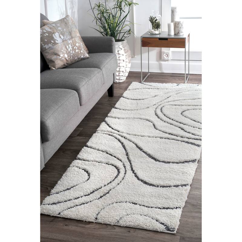 Brooklyn Rug Co Krista Contemporary Swirls Shag Area Rug