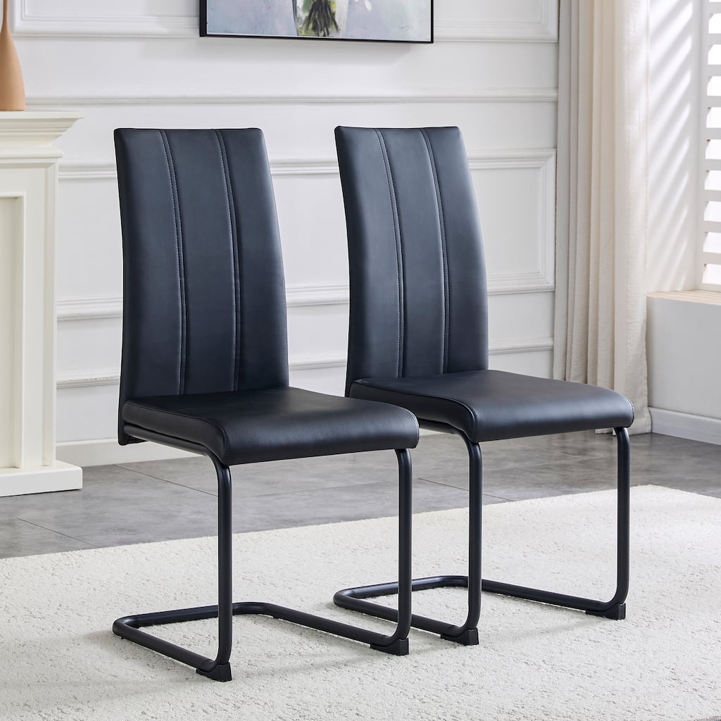 2-Pack PU Upholstered Dining Chairs - Modern Kitchen Side Chairs, Comfortable High-Back Seating for Dining Room