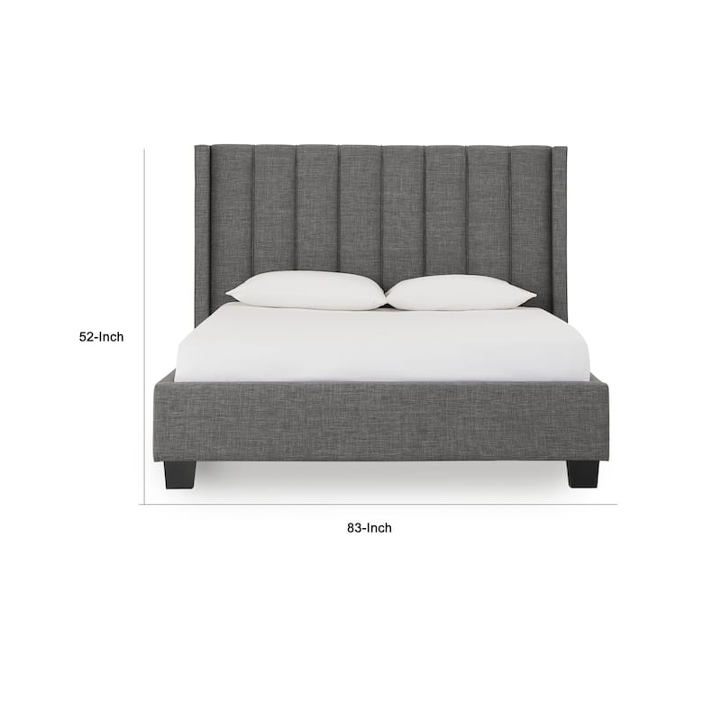Layla California King Platform Bed, Tall Shelter Headboard, Vertical Tufted