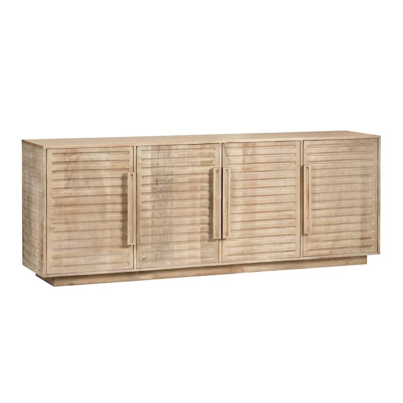86 in. Brown Solid Wood 4 Door Media Credenza_Sideboard