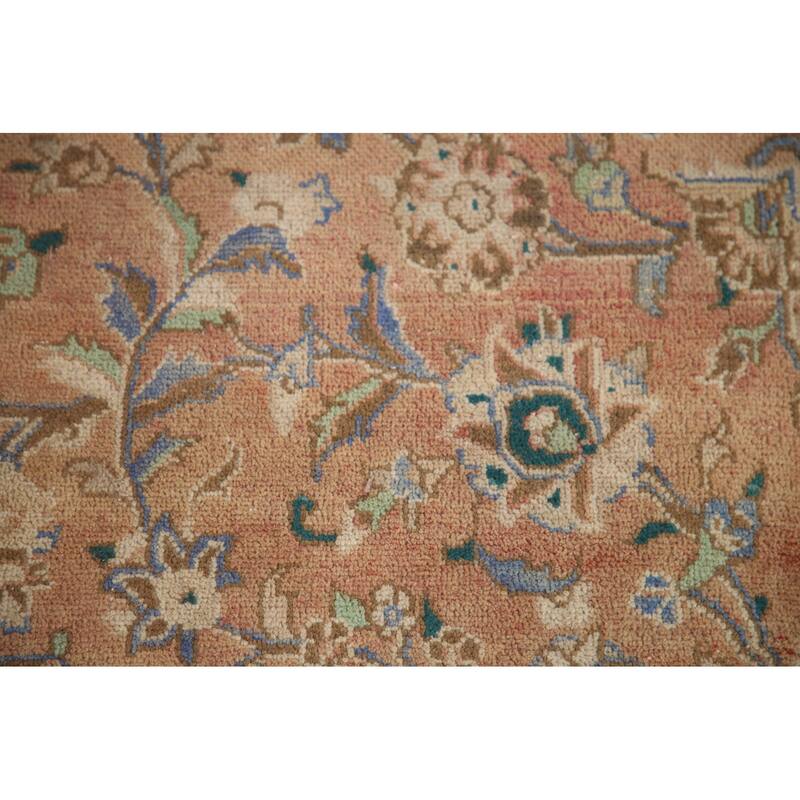 Hand Knotted Oriental 100% Wool Carpet Traditional Floral Coral Mashad Area Rug - 12' 6'' X 9' 2''