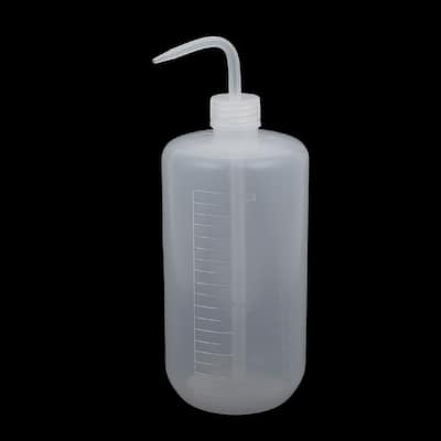 Lab Laboratory Bent Tip Plastic Liquid Water Storage Squeeze Bottle 1000mL - Clear White