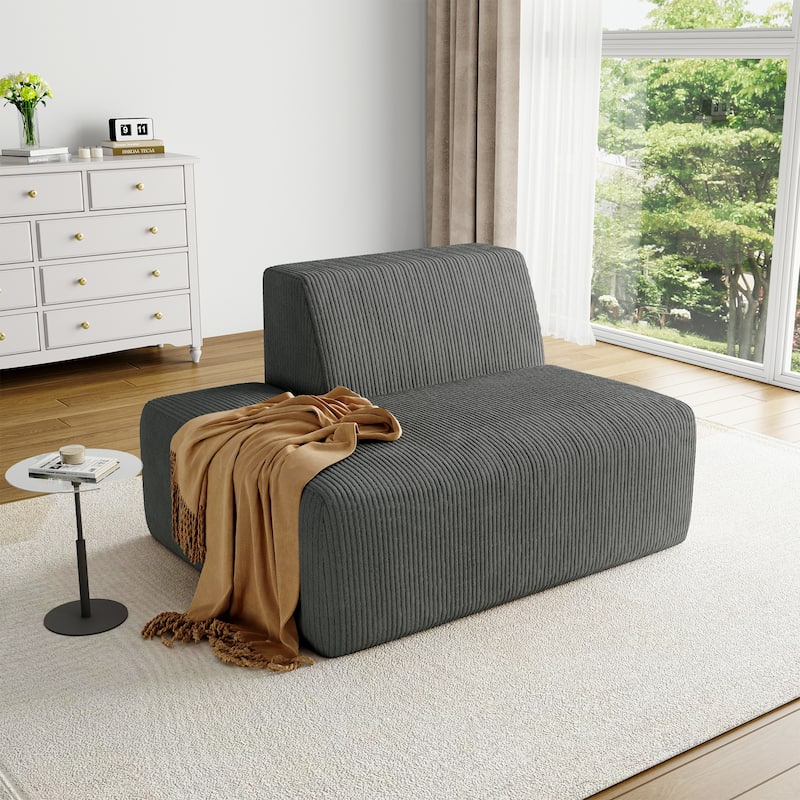 UIXE 50.7" W Soft Corduroy Sofa Chair Comfortable Lounge Chair For Indoor Space - 50.7" W x 31.8 H" 35.3 D" - Grey-R