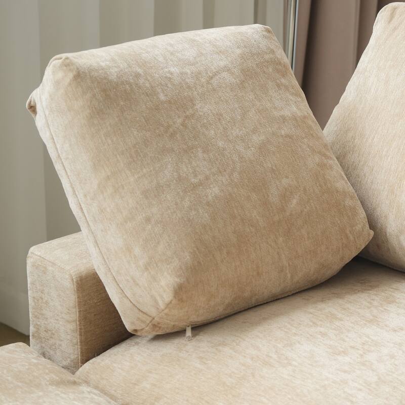 134" Cloud Sectional Couches for Living Room, Convertible U Shape Couch with Ottoman, 6 Seater Modular Sectional Sofa