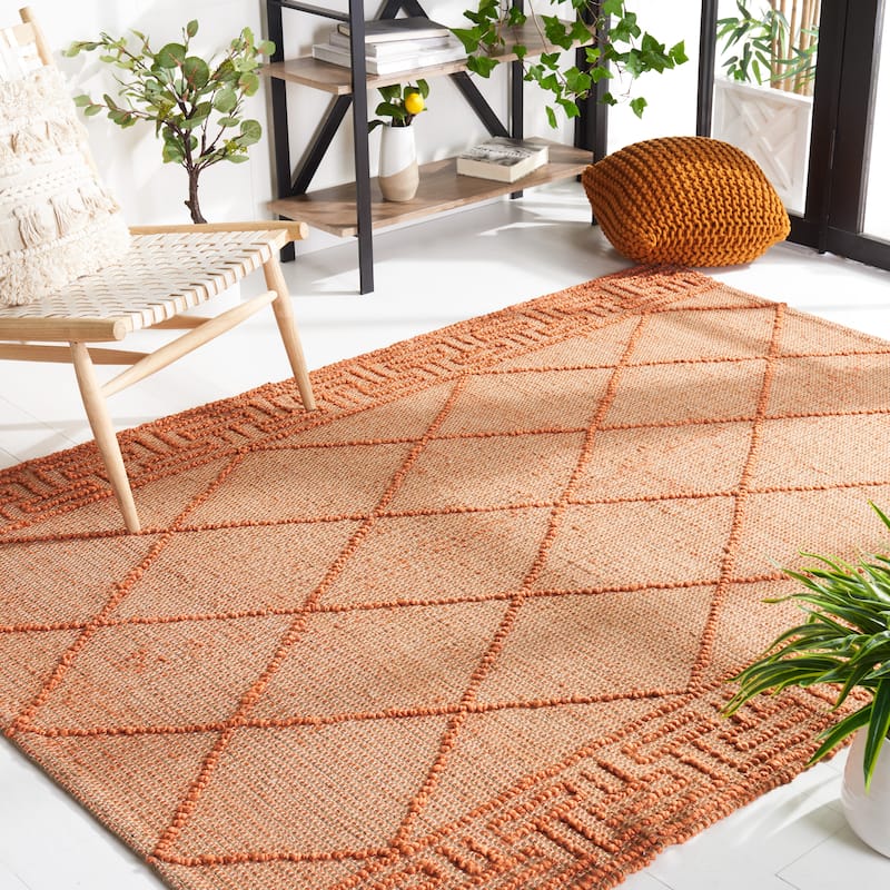 SAFAVIEH Flatweave Natural Fiber Gertrudes Geometric Jute Rug - 8' x 10' - Orange/Natural