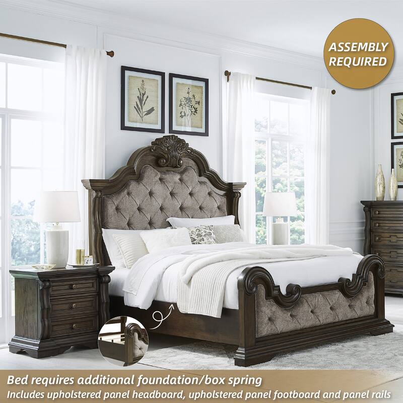 Signature Design by Ashley Maylee Dark Brown/Gray Upholstered Panel Bed