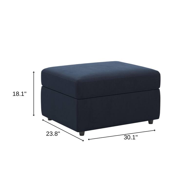 HomeRoots 30" Gray and Black Chenille Storage Ottoman
