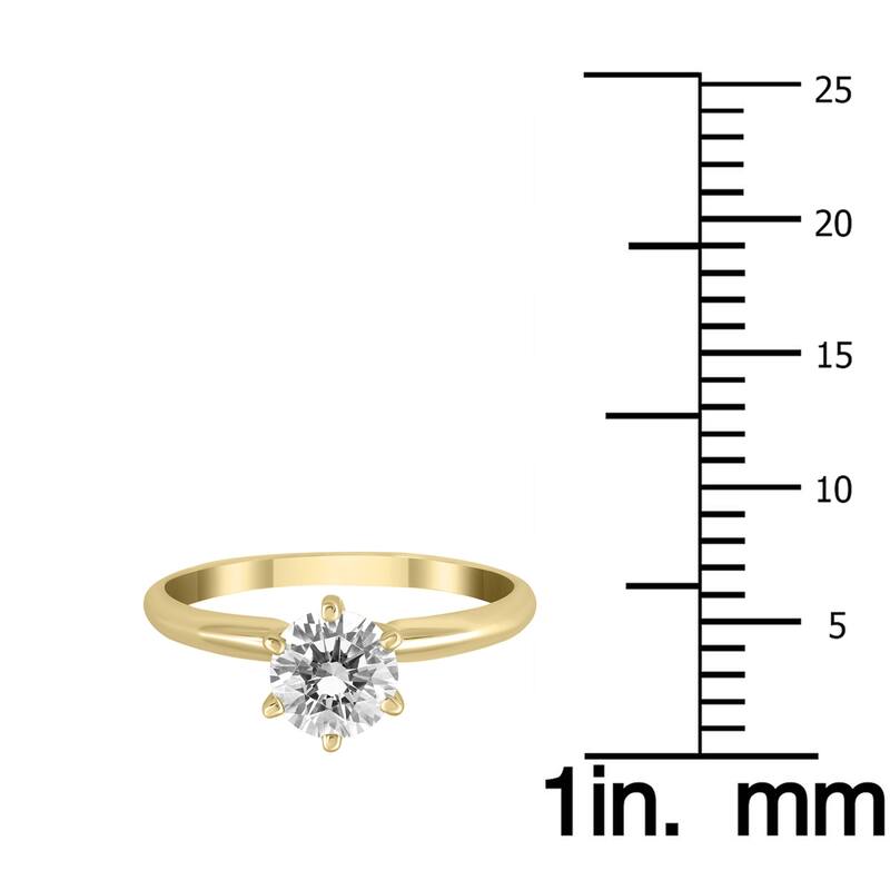 Marquee Certified 1 Carat Diamond Solitaire Ring in 14K Yellow Gold (I-J Color, I2-I3 Clarity)