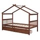 preview thumbnail 7 of 21, Twin Size Wooden House-Shaped Bed with Built-In Drawers for Creative and Organized Kids' Bedrooms