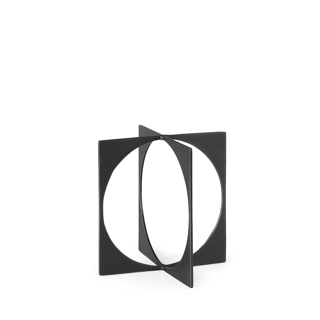 Charcoal Gray Metal Circle Square Sculpture